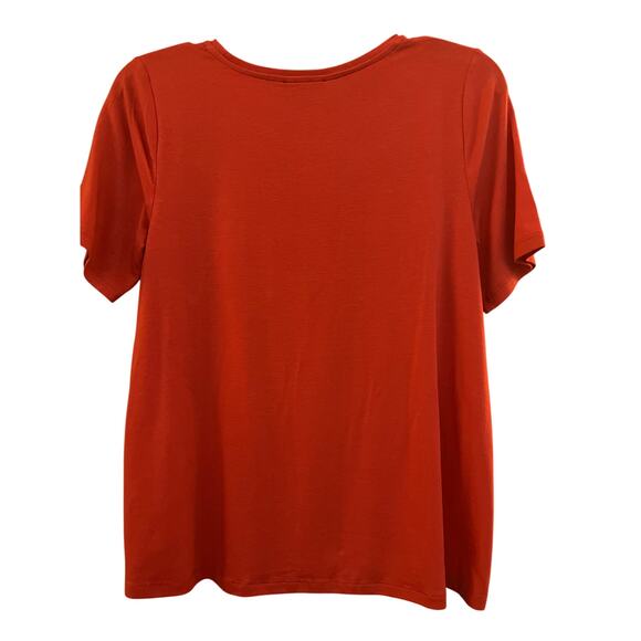 Eileen Fisher Fine Jersey Crew Neck Easy Fit Tencel Tee in Flame Size XS - Picture 3 of 5